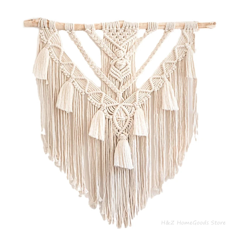 Adorno colgante de pared de macramé de Color tejido a mano, decoración artesanal bohemia, precioso tapiz para el hogar y el dormitorio, 55x65cm