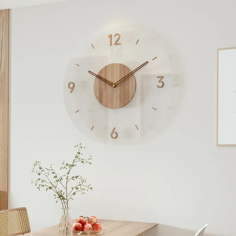 Reloj de pared de moda, decoración para sala de estar, madera maciza, creativo, silencioso, nórdico, Simple, reloj de cuarzo, decoración de reloj de pared de lujo