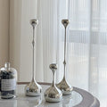 Portavelas plateado, candelabro de Metal, decoración de mesa de arte romántico para comedor en casa, accesorios de fotografía de boda