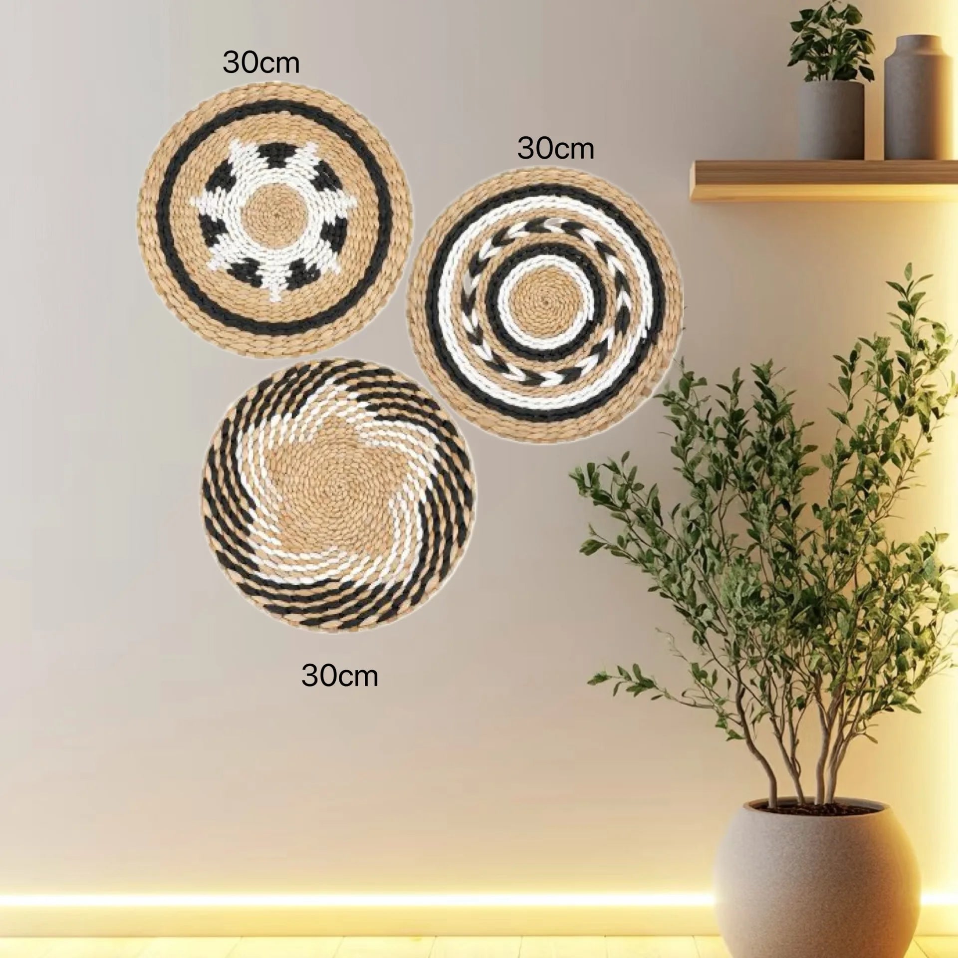 Decoración de Pared Boho de Paja, Arte de Pared Tejido con Borlas para Sala de Estar, Dormitorio, Decoración Bohemia Estética para el Hogar