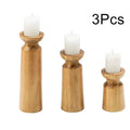 Portavelas de madera en tamaños grande, mediano y pequeño, portavelas clásico retro para bodas, decoración del hogar, decoración para fiestas.