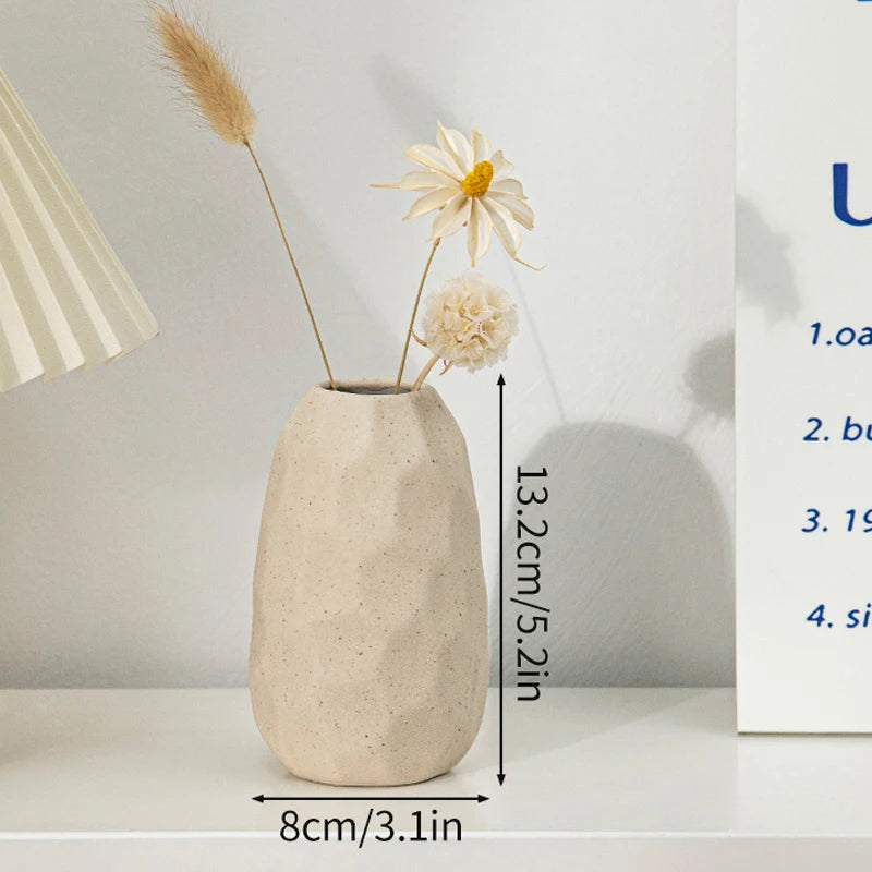 Jarrón de cerámica INS, maceta blanca, jarrón decorativo nórdico, jarrones para flores secas, decoración para el hogar, sala de estar, escritorio, ваза для цветов