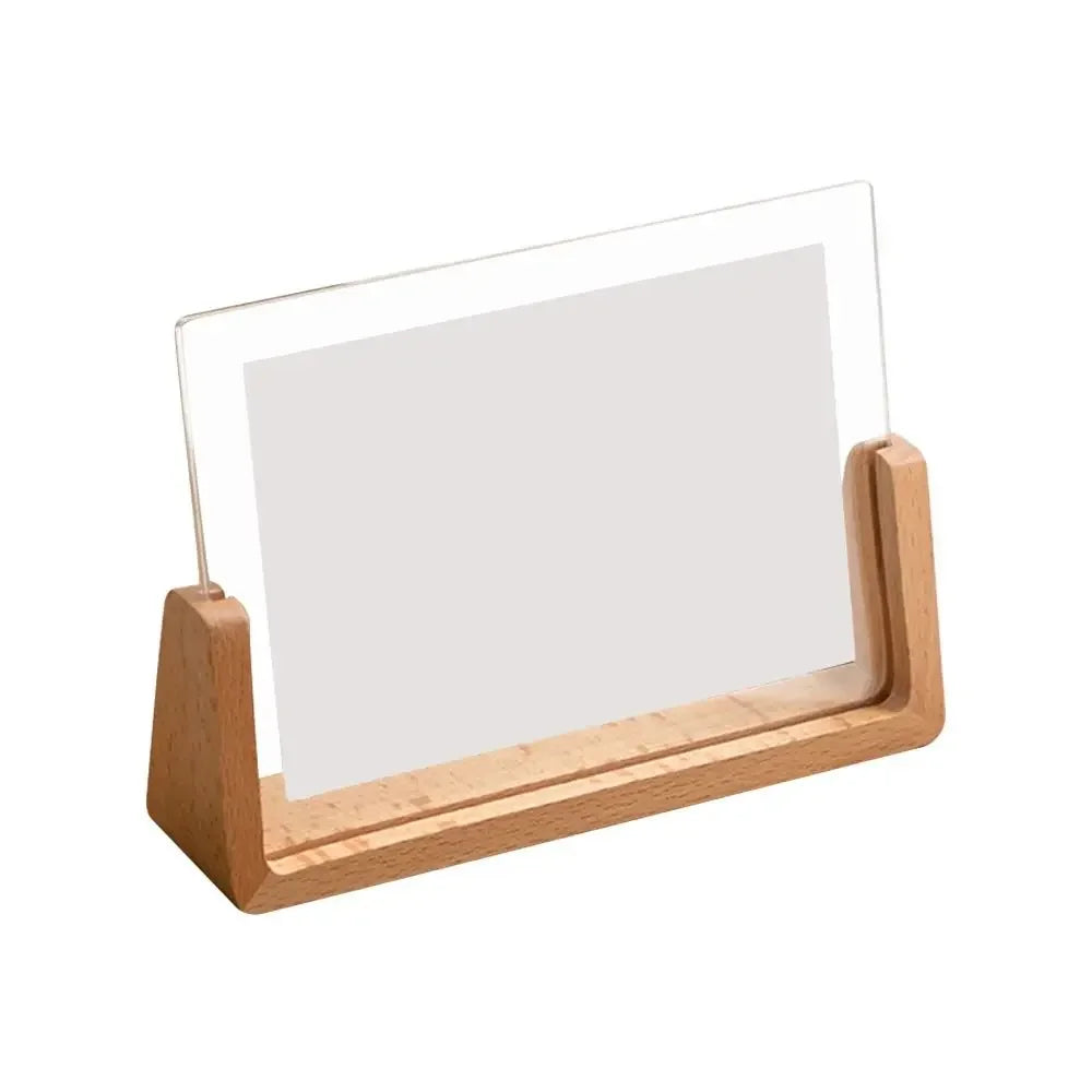 Marco de fotos creativo de nogal/haya, marco transparente acrílico en forma de U, marco de fotos de boda de madera para escritorio, decoración de oficina