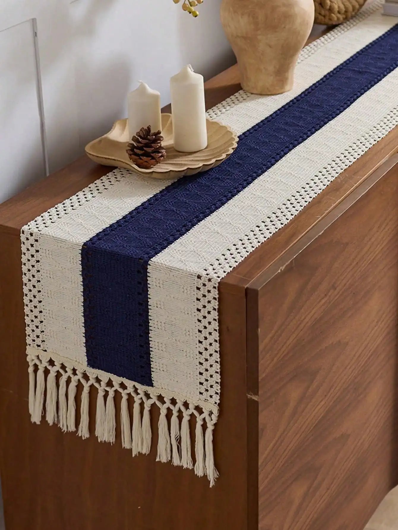 1 Camino de Mesa de Estilo Rústico Bohemio, Decoración Multifuncional para Comedor, Dormitorio, Sala de Estar, Cocina, Mesa de Vanidad