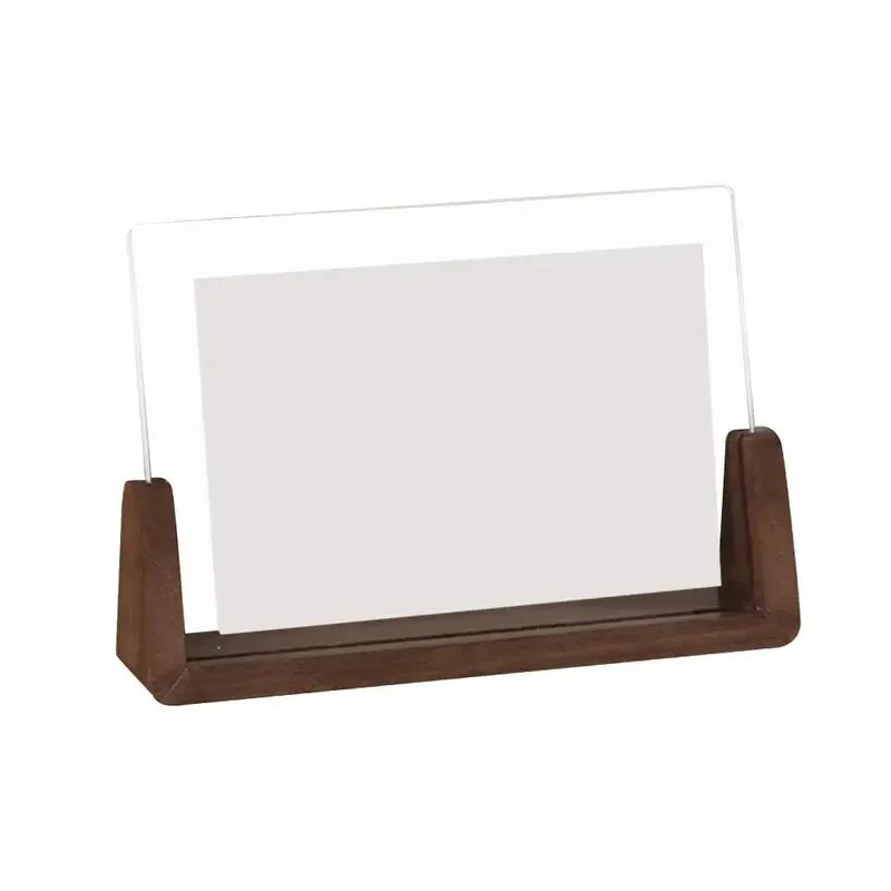 Marco de fotos creativo de nogal/haya, marco transparente acrílico en forma de U, marco de fotos de boda de madera para escritorio, decoración de oficina