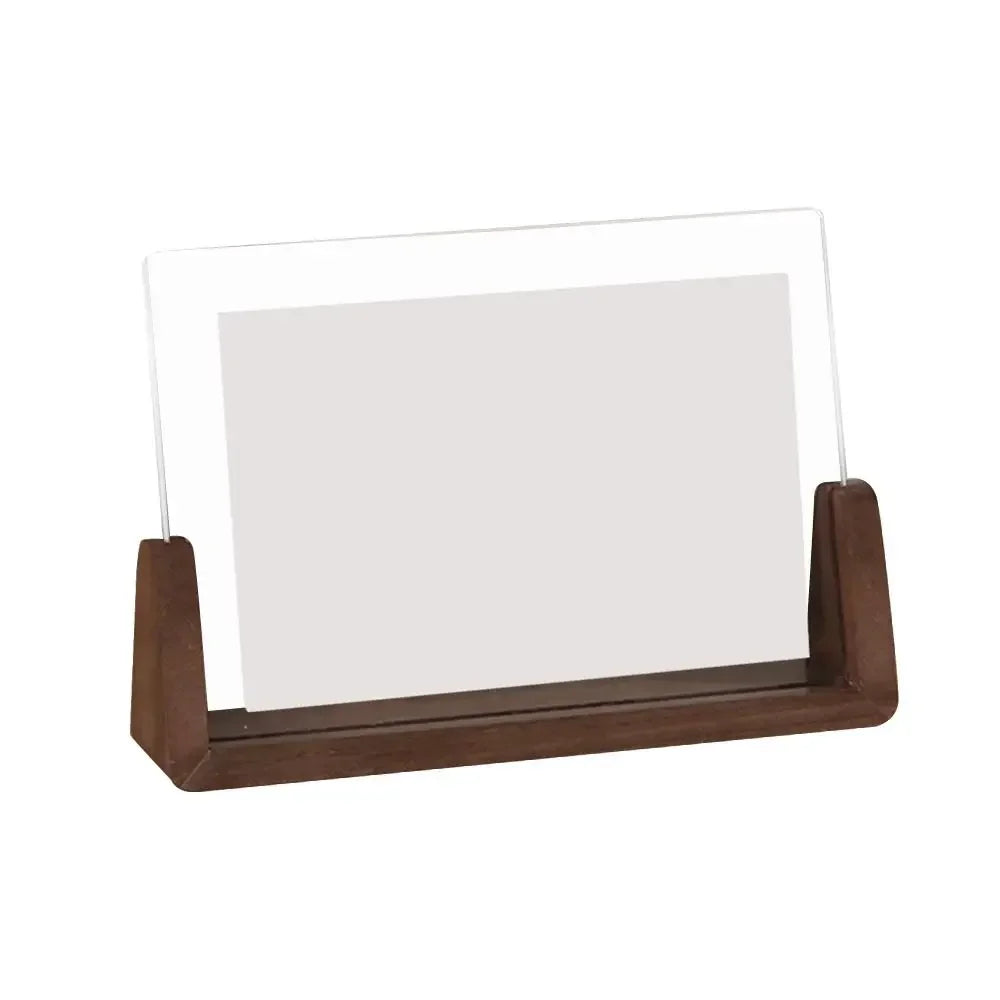 Marco de fotos creativo de nogal/haya, marco transparente acrílico en forma de U, marco de fotos de boda de madera para escritorio, decoración de oficina