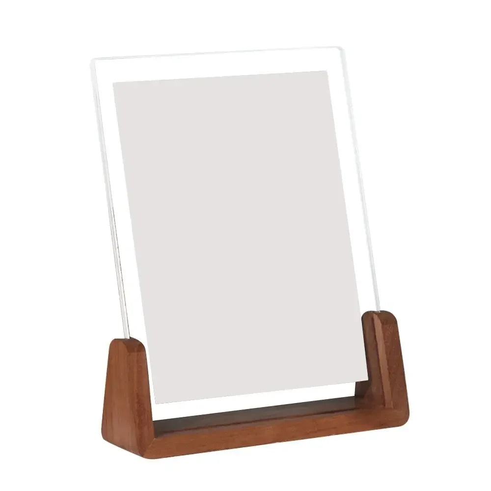 Marco de fotos creativo de nogal/haya, marco transparente acrílico en forma de U, marco de fotos de boda de madera para escritorio, decoración de oficina