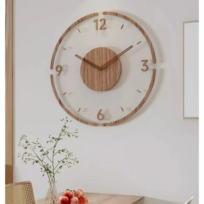 Reloj de pared de moda, decoración para sala de estar, madera maciza, creativo, silencioso, nórdico, Simple, reloj de cuarzo, decoración de reloj de pared de lujo