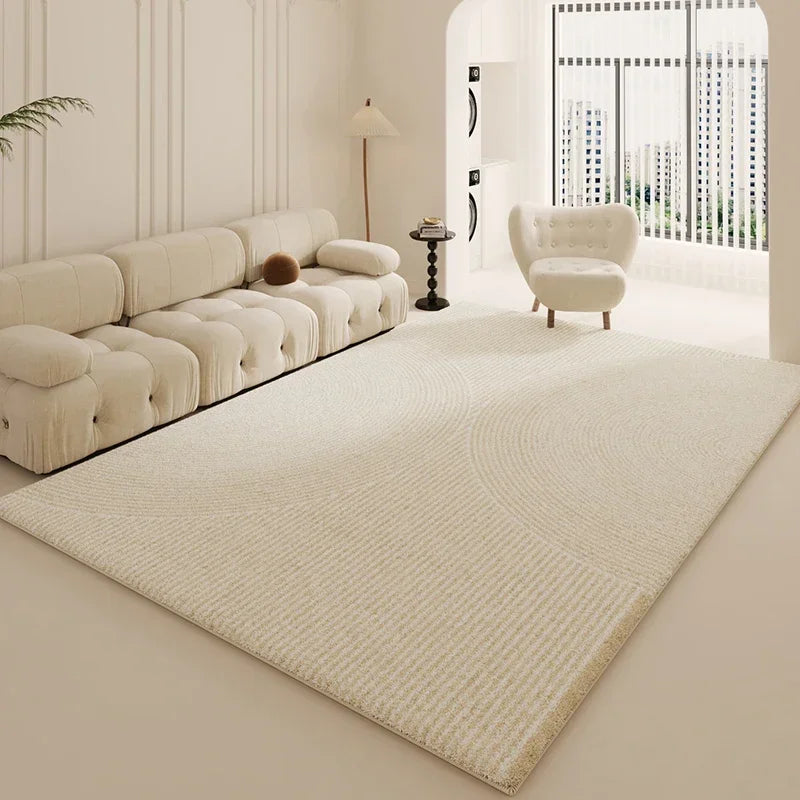 Alfombras estilo wabi-sabi para sala de estar, decoración blanca para dormitorio, alfombra de felpa, alfombra minimalista gruesa moderna, alfombra suave y esponjosa para mesita de noche