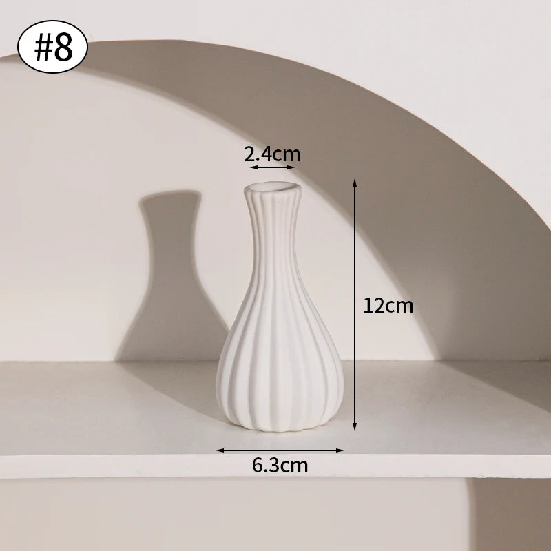 Jarrón de cerámica INS, maceta blanca, jarrón decorativo nórdico, jarrones para flores secas, decoración para el hogar, sala de estar, escritorio, ваза для цветов