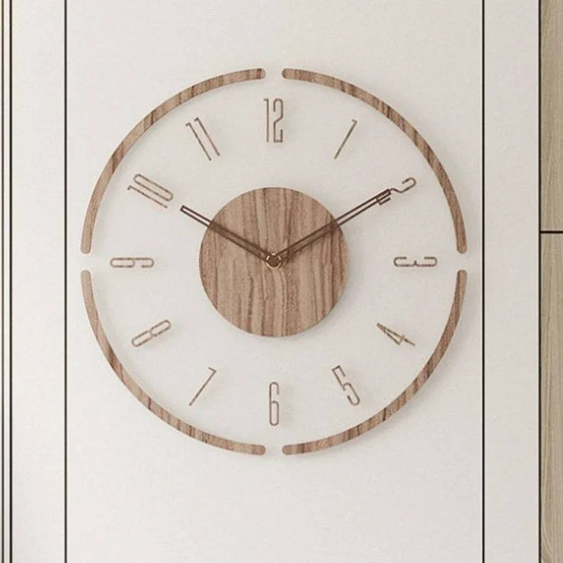 Reloj de pared de moda, decoración para sala de estar, madera maciza, creativo, silencioso, nórdico, Simple, reloj de cuarzo, decoración de reloj de pared de lujo