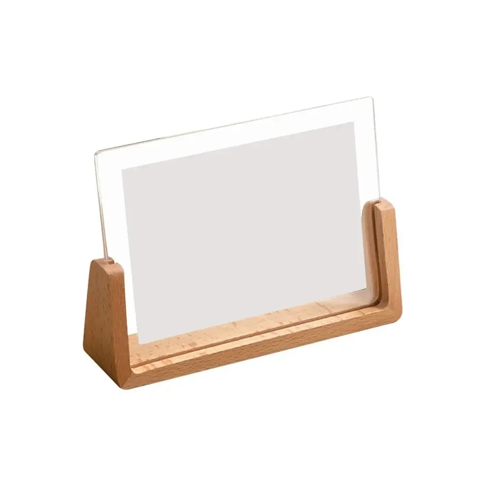 Marco de fotos creativo de nogal/haya, marco transparente acrílico en forma de U, marco de fotos de boda de madera para escritorio, decoración de oficina