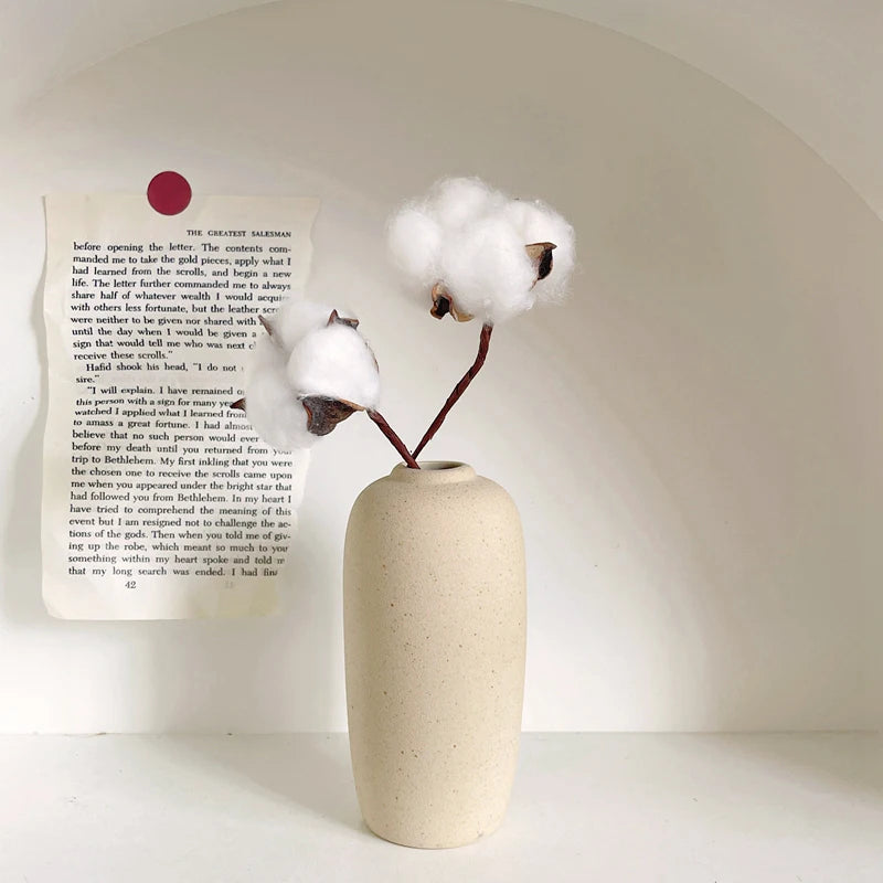 Jarrón de cerámica INS, maceta blanca, jarrón decorativo nórdico, jarrones para flores secas, decoración para el hogar, sala de estar, escritorio, ваза для цветов