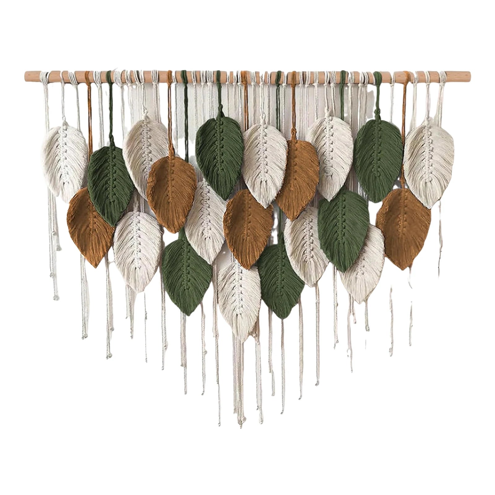 Tapiz tejido bohemio colgante de pared de macramé grande, decoración elegante para el hogar, decoraciones artísticas de pared de plumas de hojas hechas a mano bohemias modernas