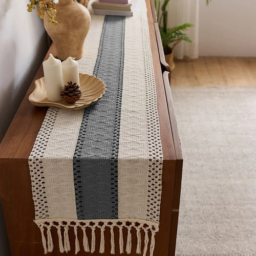 1 Camino de Mesa de Estilo Rústico Bohemio, Decoración Multifuncional para Comedor, Dormitorio, Sala de Estar, Cocina, Mesa de Vanidad