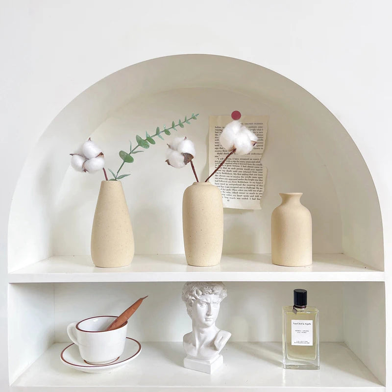 Jarrón de cerámica INS, maceta blanca, jarrón decorativo nórdico, jarrones para flores secas, decoración para el hogar, sala de estar, escritorio, ваза для цветов