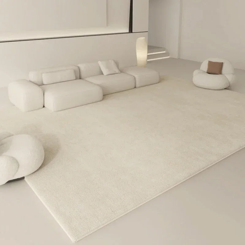 Alfombras estilo wabi-sabi para sala de estar, decoración blanca para dormitorio, alfombra de felpa, alfombra minimalista gruesa moderna, alfombra suave y esponjosa para mesita de noche
