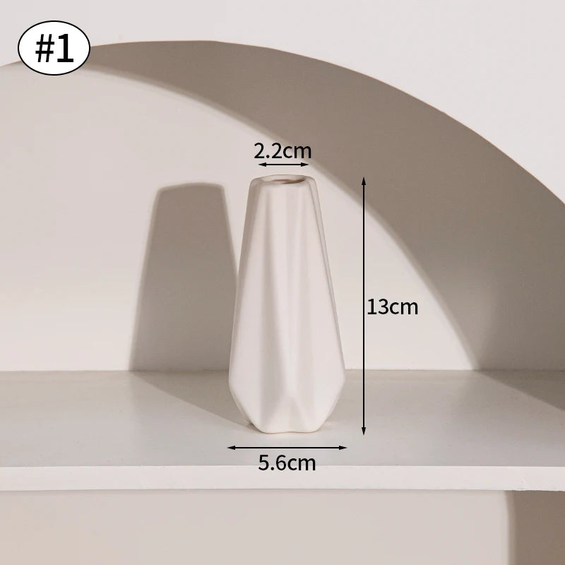 Jarrón de cerámica INS, maceta blanca, jarrón decorativo nórdico, jarrones para flores secas, decoración para el hogar, sala de estar, escritorio, ваза для цветов