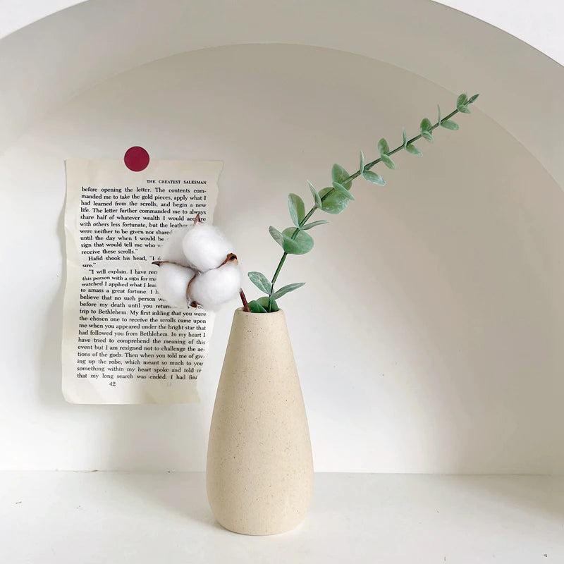 Jarrón de cerámica INS, maceta blanca, jarrón decorativo nórdico, jarrones para flores secas, decoración para el hogar, sala de estar, escritorio, ваза для цветов