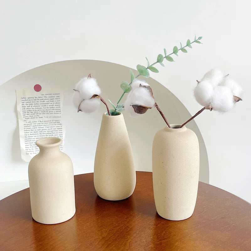 Jarrón de cerámica INS, maceta blanca, jarrón decorativo nórdico, jarrones para flores secas, decoración para el hogar, sala de estar, escritorio, ваза для цветов