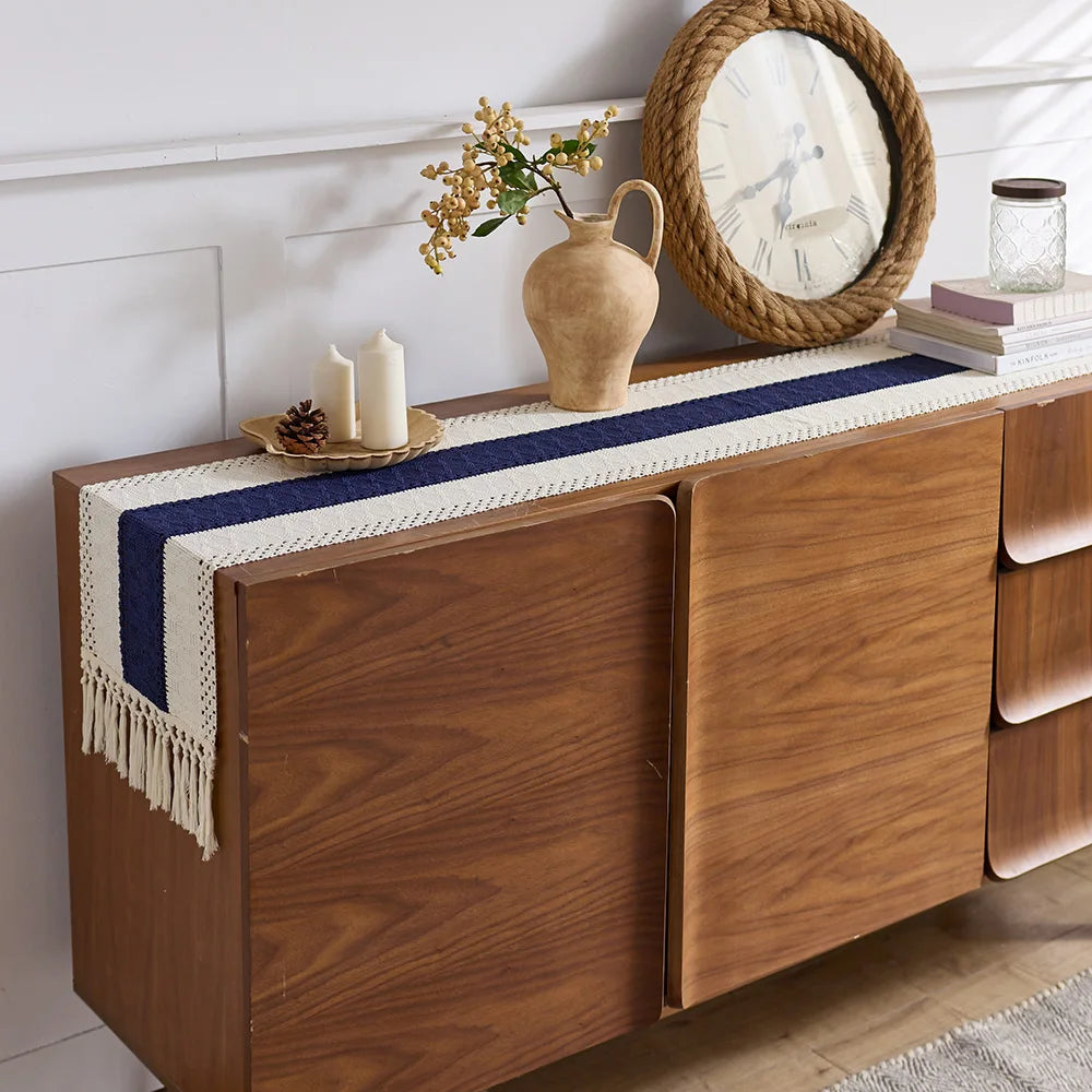 1 Camino de Mesa de Estilo Rústico Bohemio, Decoración Multifuncional para Comedor, Dormitorio, Sala de Estar, Cocina, Mesa de Vanidad