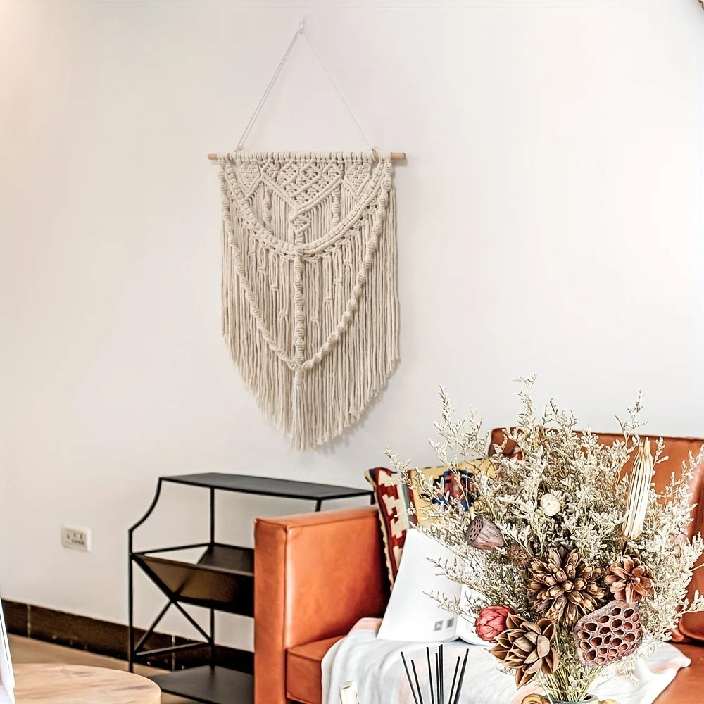 Nuevo diseño de algodón tejido a mano para colgar en la pared, tapiz nórdico bohemio moderno para dormitorio, sala de estar, decoración minimalista