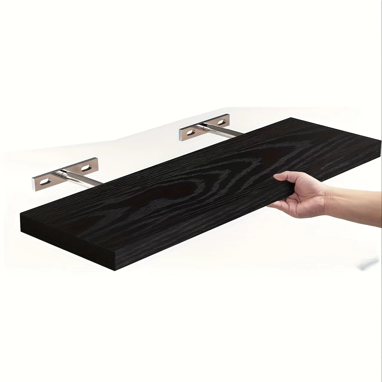 Estante clásico de diseño de tira horizontal montado en la pared de madera maciza que ahorra espacio para almacenamiento y exhibición en la sala de estar y el dormitorio