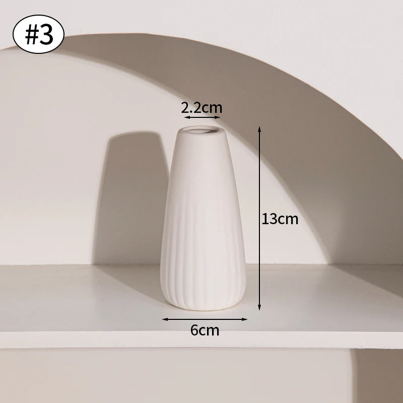 Jarrón de cerámica INS, maceta blanca, jarrón decorativo nórdico, jarrones para flores secas, decoración para el hogar, sala de estar, escritorio, ваза для цветов