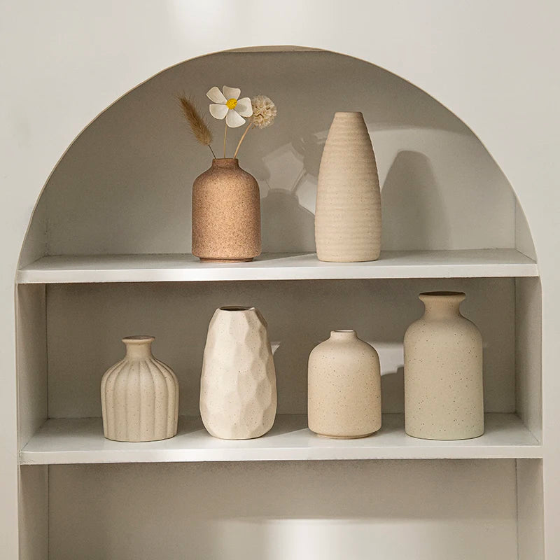 Jarrón de cerámica INS, maceta blanca, jarrón decorativo nórdico, jarrones para flores secas, decoración para el hogar, sala de estar, escritorio, ваза для цветов