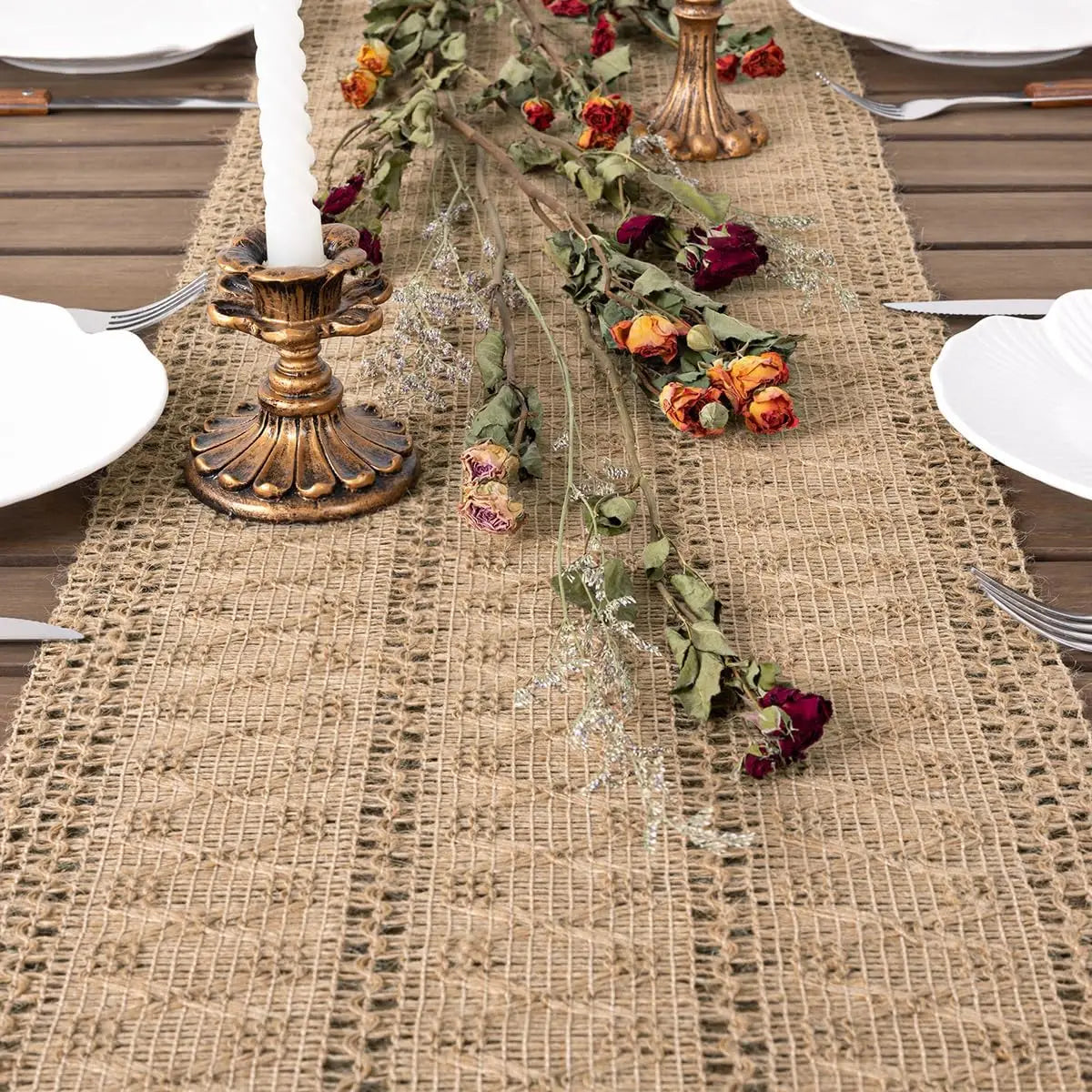 Camino de Mesa de Bambú Rústico para Decoración de Comedor y Cocina, Camino de Mesa Pequeño de Macramé Tejido para Cómoda, Decoración del Hogar