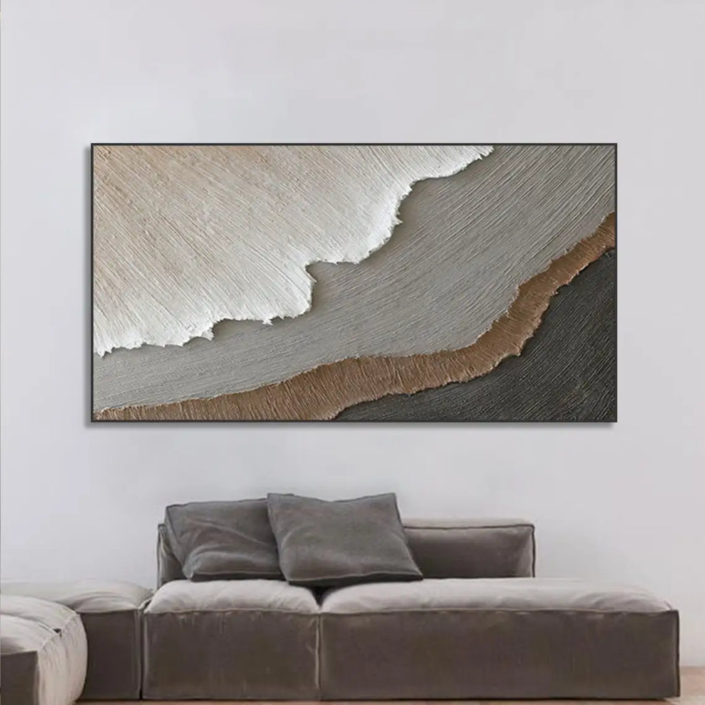 Arte de olas del océano 3D, pintura hecha a mano sobre lienzo, arte de pared con textura de fiesta, arte de pared wabi-sabi, decoración de habitación de moda para sala de estar