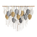 Tapiz tejido bohemio colgante de pared de macramé grande, decoración elegante para el hogar, decoraciones artísticas de pared de plumas de hojas hechas a mano bohemias modernas