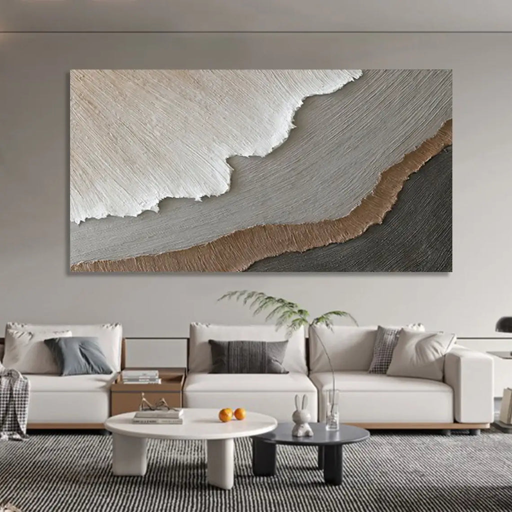 Arte de olas del océano 3D, pintura hecha a mano sobre lienzo, arte de pared con textura de fiesta, arte de pared wabi-sabi, decoración de habitación de moda para sala de estar