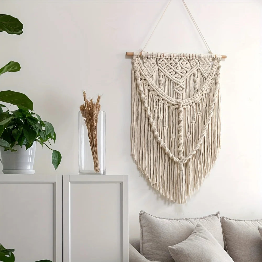 Nuevo diseño de algodón tejido a mano para colgar en la pared, tapiz nórdico bohemio moderno para dormitorio, sala de estar, decoración minimalista