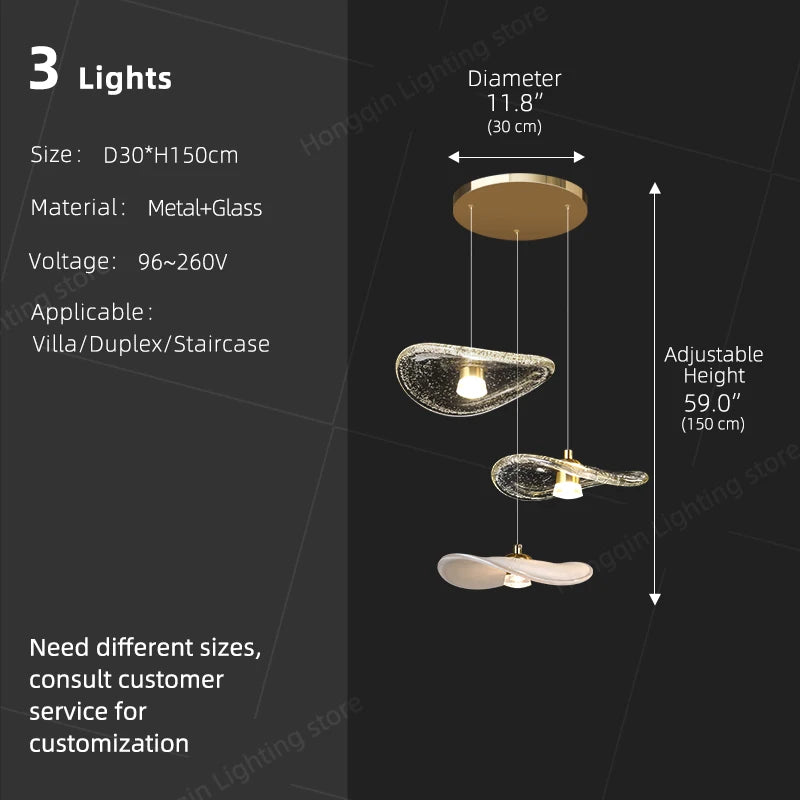 Lámpara Colgante de Escalera, de Cristal, Estilo Dúplex, para Loft, Moderna, Larga, de Lujo, para Escaleras