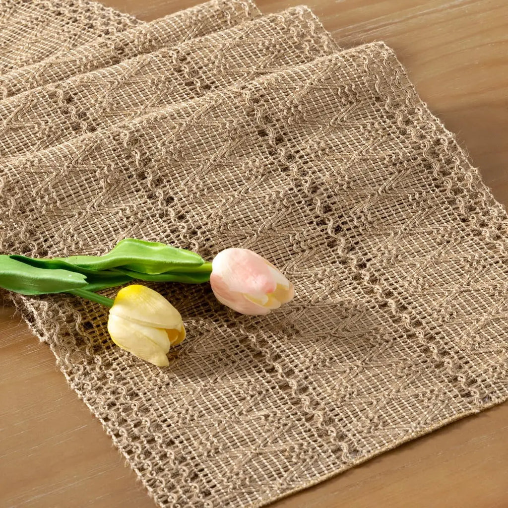 Camino de Mesa de Bambú Rústico para Decoración de Comedor y Cocina, Camino de Mesa Pequeño de Macramé Tejido para Cómoda, Decoración del Hogar