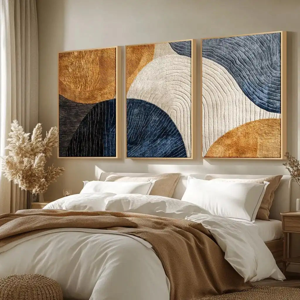 Japandi-Juego de arte tríptico, decoración de pared natural, póster artístico moderno en lienzo, arte abstracto en lienzo para oficina y salón, póster de regalo