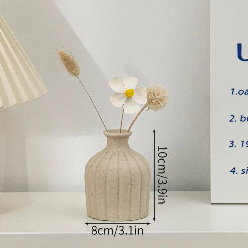 Jarrón de cerámica INS, maceta blanca, jarrón decorativo nórdico, jarrones para flores secas, decoración para el hogar, sala de estar, escritorio, ваза для цветов
