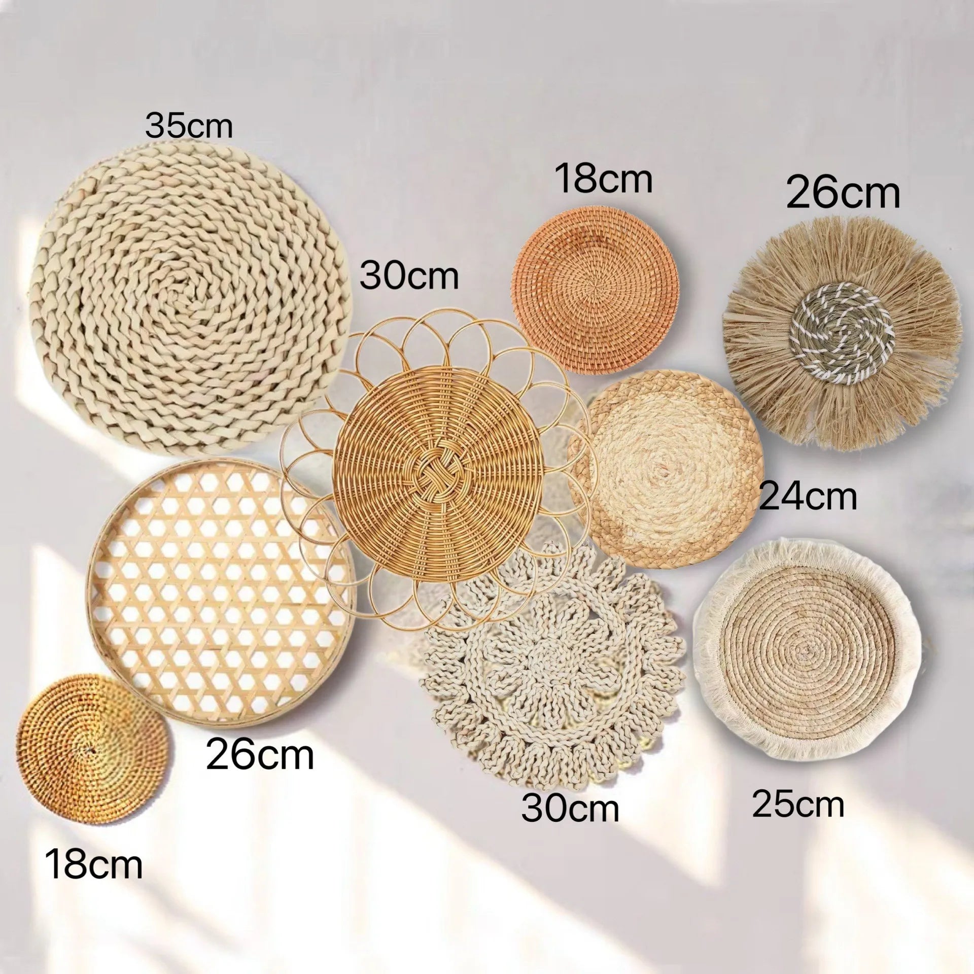 Decoración de Pared Boho de Paja, Arte de Pared Tejido con Borlas para Sala de Estar, Dormitorio, Decoración Bohemia Estética para el Hogar