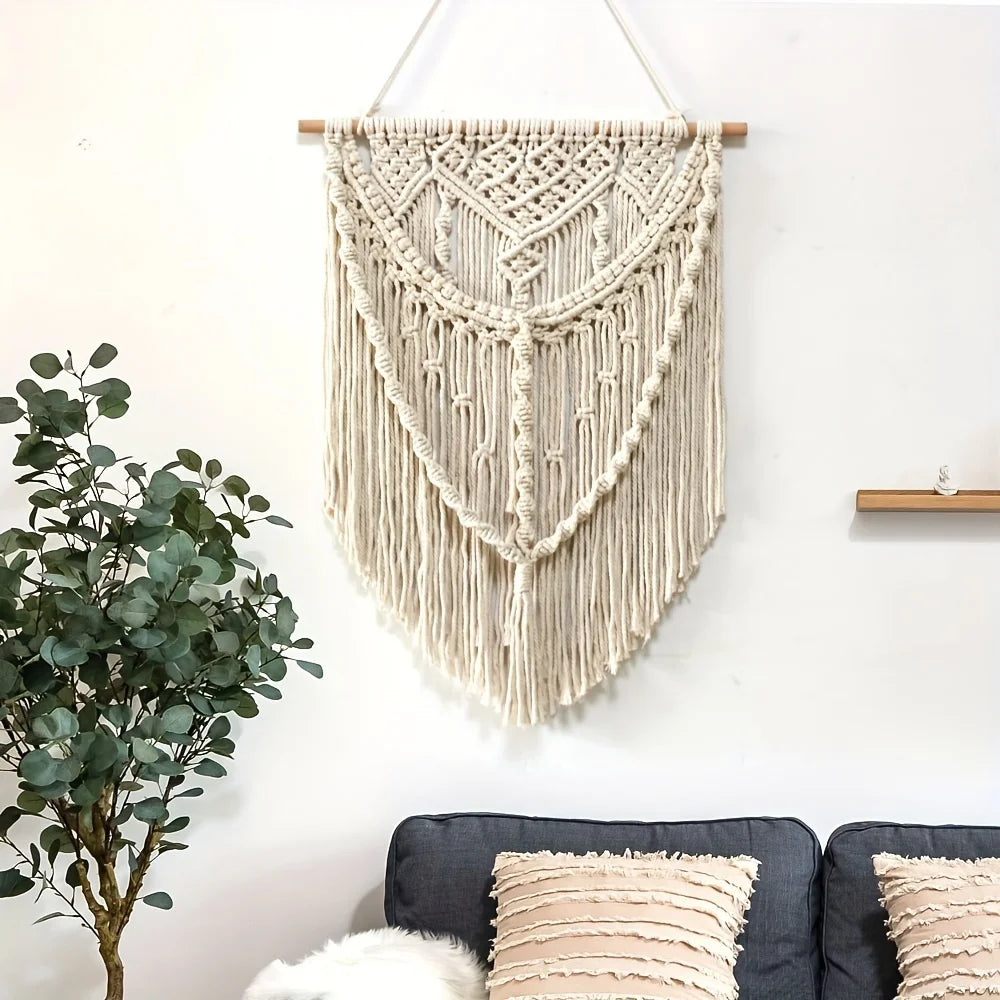 Nuevo diseño de algodón tejido a mano para colgar en la pared, tapiz nórdico bohemio moderno para dormitorio, sala de estar, decoración minimalista