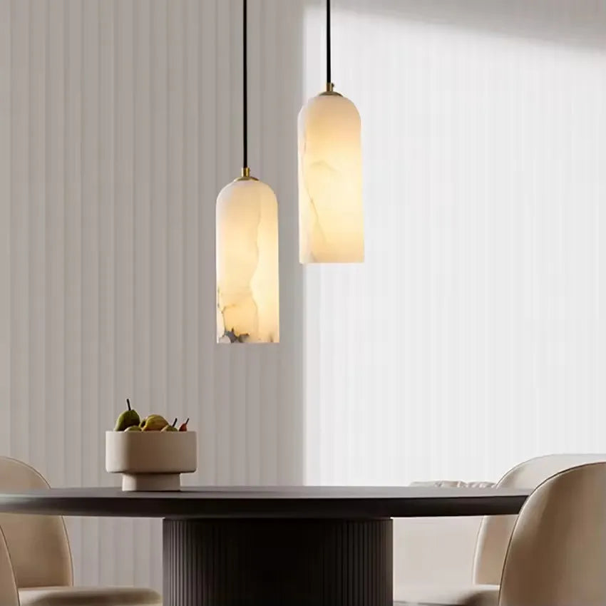 Aplique de pared cilíndrico de mármol natural para el dormitorio principal es perfecto para el comedor, el dormitorio, la cocina o el bar