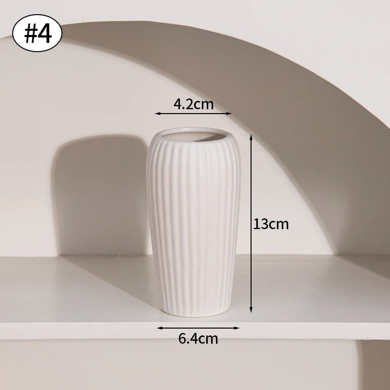 Jarrón de cerámica INS, maceta blanca, jarrón decorativo nórdico, jarrones para flores secas, decoración para el hogar, sala de estar, escritorio, ваза для цветов