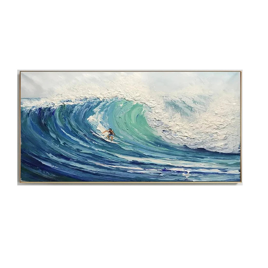 Arte de olas del océano 3D, pintura hecha a mano sobre lienzo, arte de pared con textura de fiesta, arte de pared wabi-sabi, decoración de habitación de moda para sala de estar