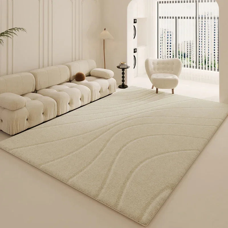 Alfombras estilo wabi-sabi para sala de estar, decoración blanca para dormitorio, alfombra de felpa, alfombra minimalista gruesa moderna, alfombra suave y esponjosa para mesita de noche