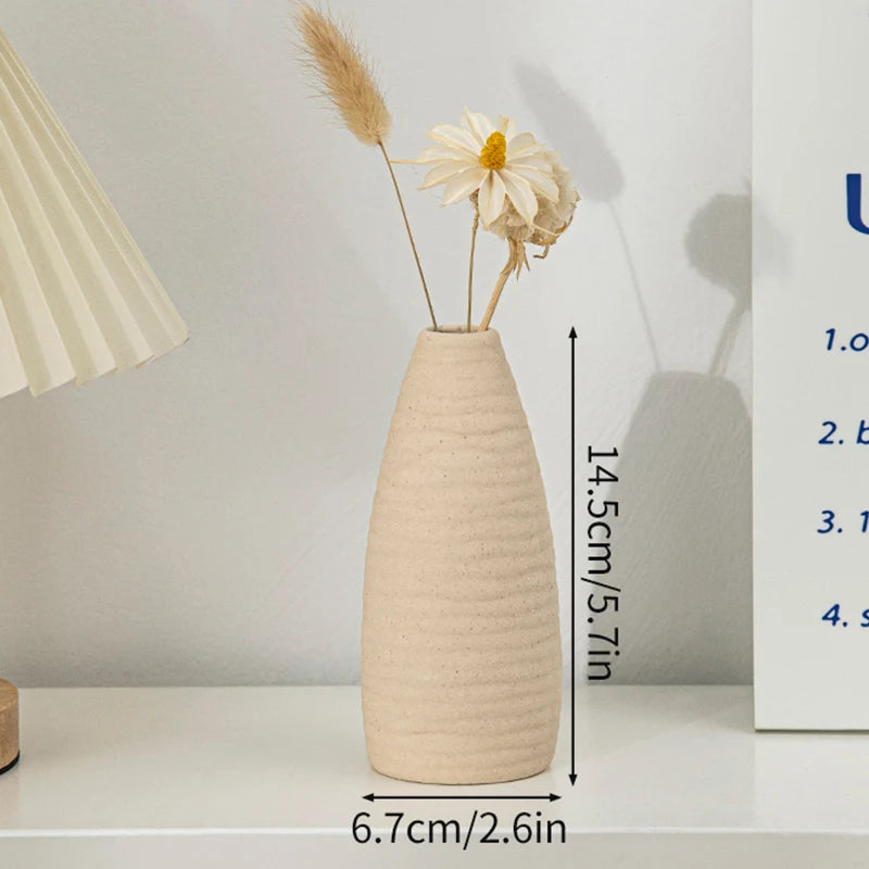 Jarrón de cerámica INS, maceta blanca, jarrón decorativo nórdico, jarrones para flores secas, decoración para el hogar, sala de estar, escritorio, ваза для цветов
