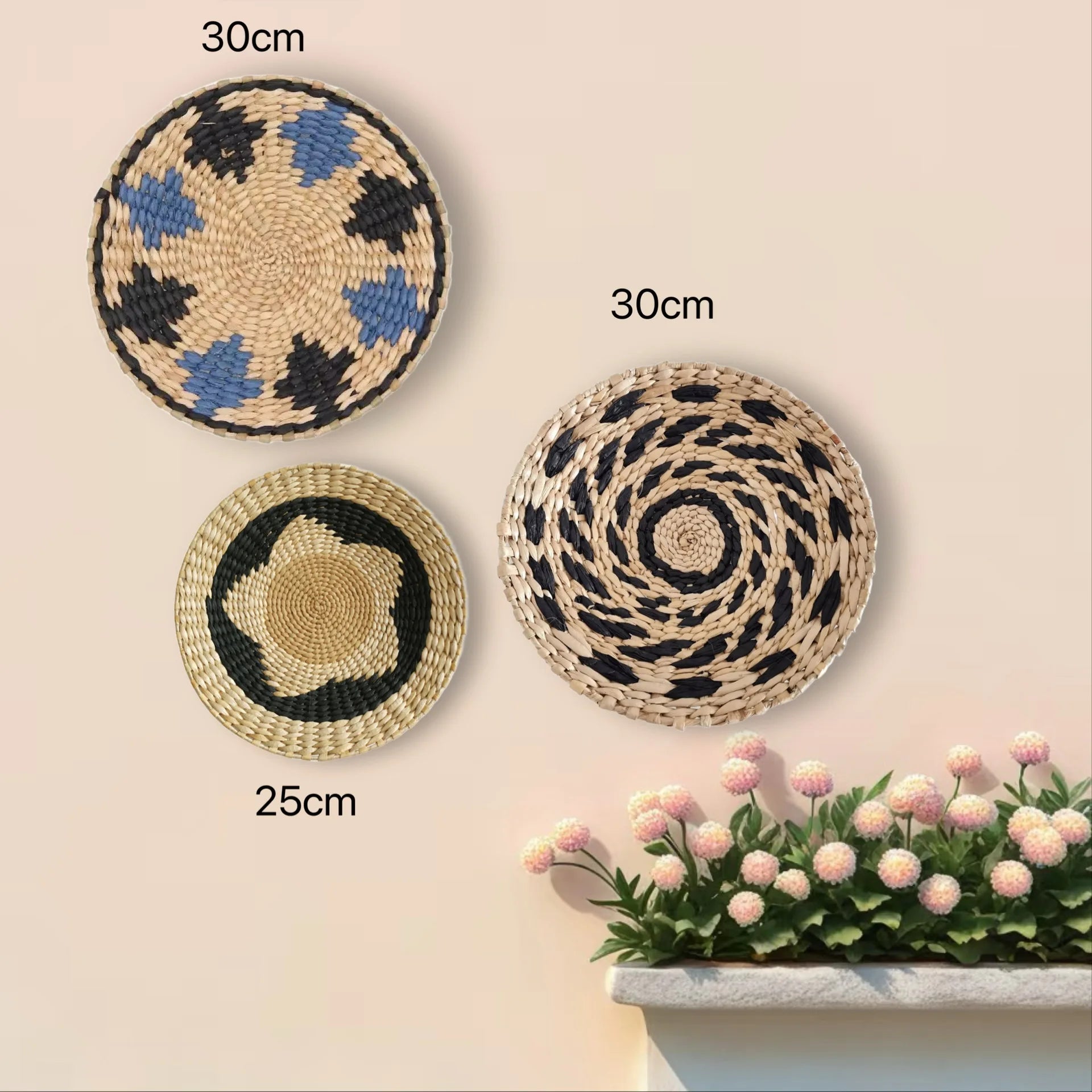 Decoración de Pared Boho de Paja, Arte de Pared Tejido con Borlas para Sala de Estar, Dormitorio, Decoración Bohemia Estética para el Hogar