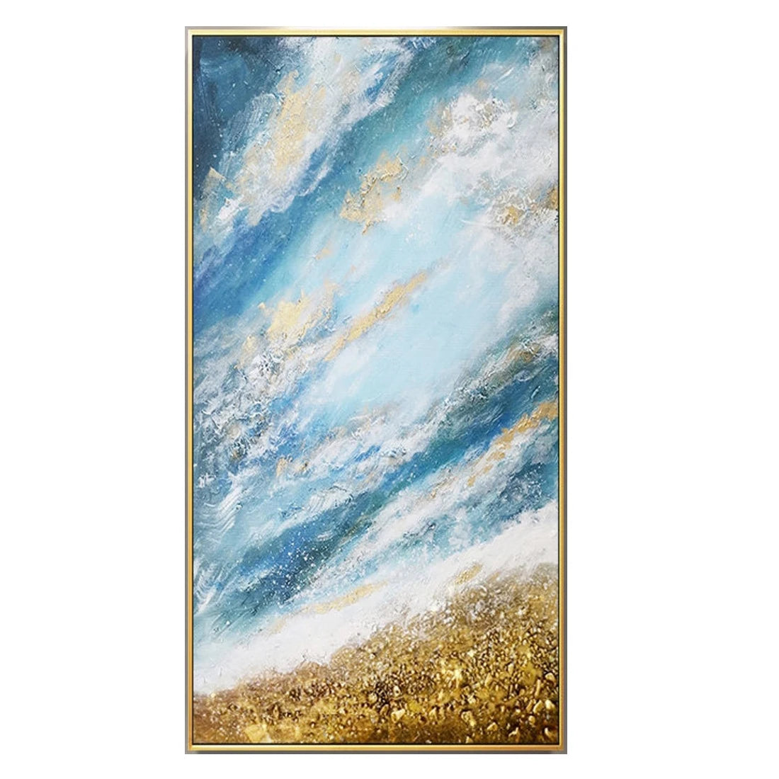 Arte de olas del océano 3D, pintura hecha a mano sobre lienzo, arte de pared con textura de fiesta, arte de pared wabi-sabi, decoración de habitación de moda para sala de estar