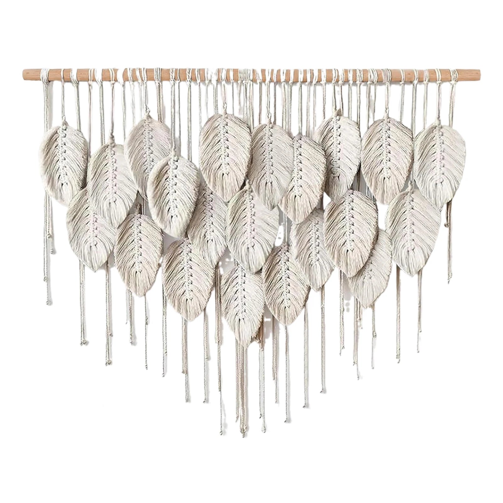Tapiz tejido bohemio colgante de pared de macramé grande, decoración elegante para el hogar, decoraciones artísticas de pared de plumas de hojas hechas a mano bohemias modernas