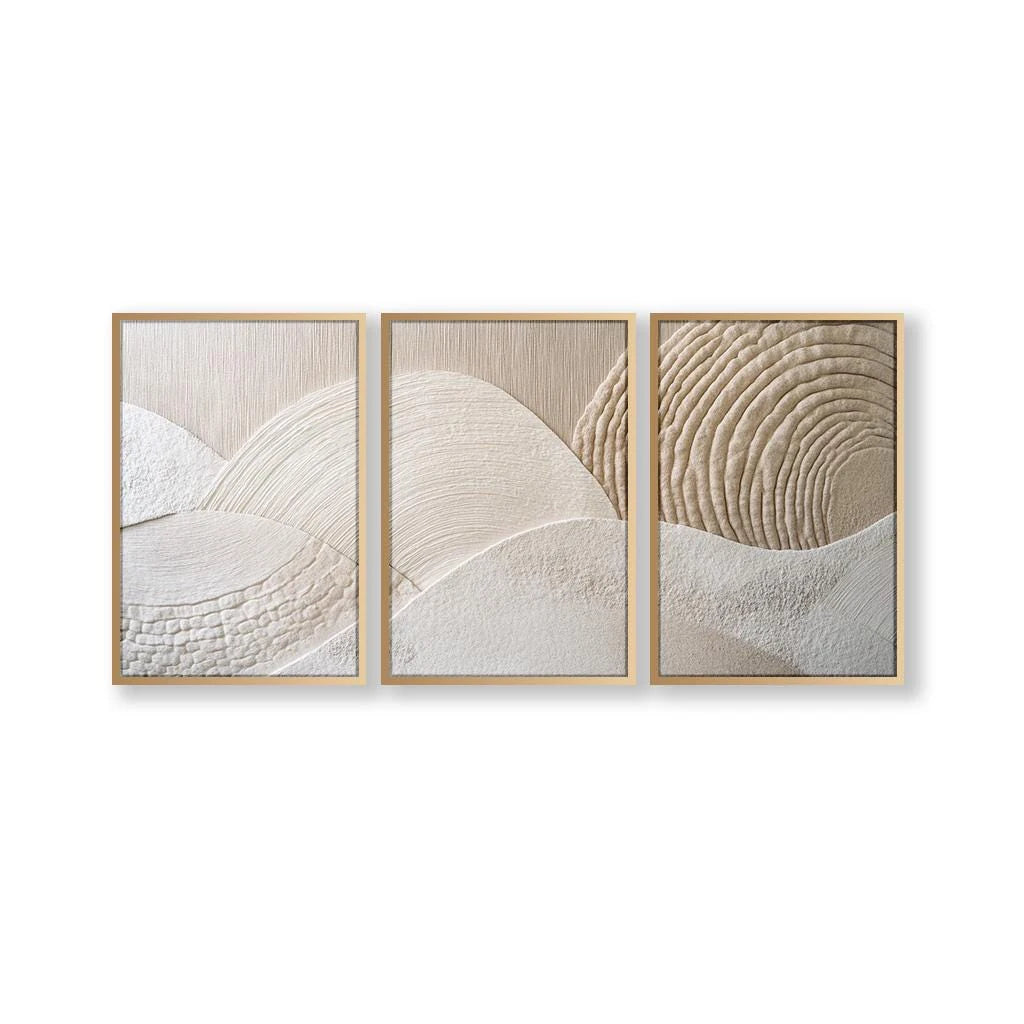 Japandi-Juego de arte tríptico, decoración de pared natural, póster artístico moderno en lienzo, arte abstracto en lienzo para oficina y salón, póster de regalo