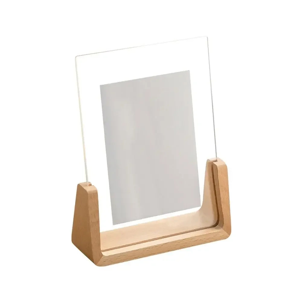 Marco de fotos creativo de nogal/haya, marco transparente acrílico en forma de U, marco de fotos de boda de madera para escritorio, decoración de oficina